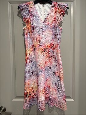 Elie Tahari Women’s Telene Multicolored Eyelet Lace Overlay Dress Size 2